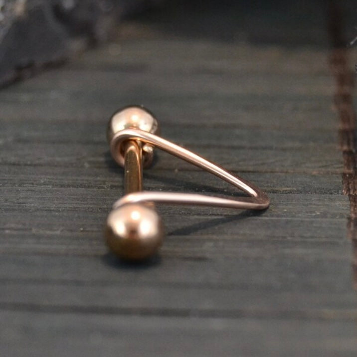 V Smooth Rose Gold IP 316L Stainless Steel Nipple Ring - 1pc