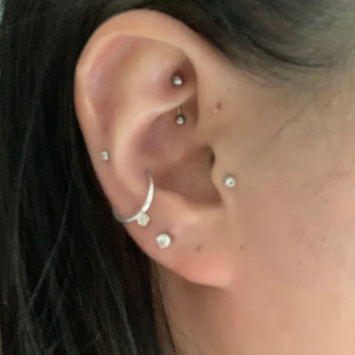 12ga 18k Palladium White Gold Cartilage Earring
