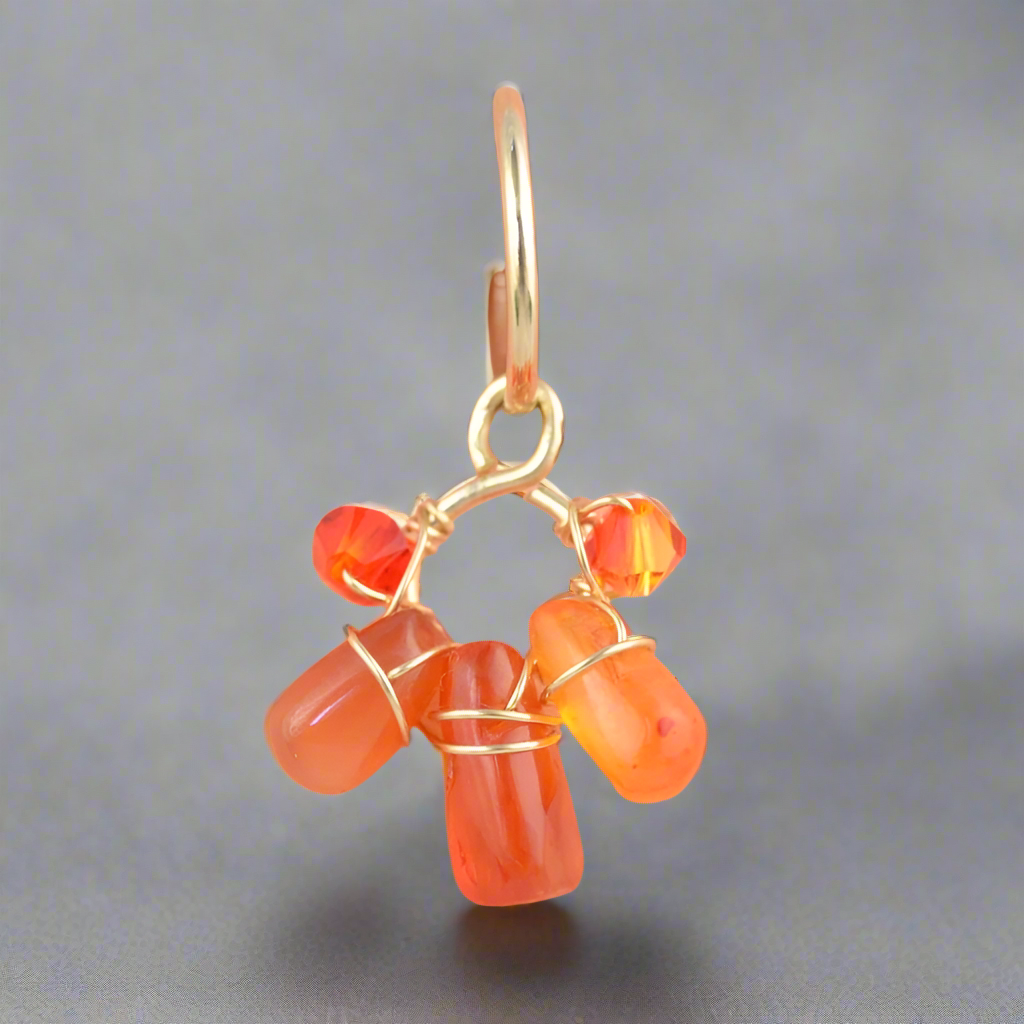 Healing Crystal Dangle Cluster 10k Yellow Gold Belly Ring