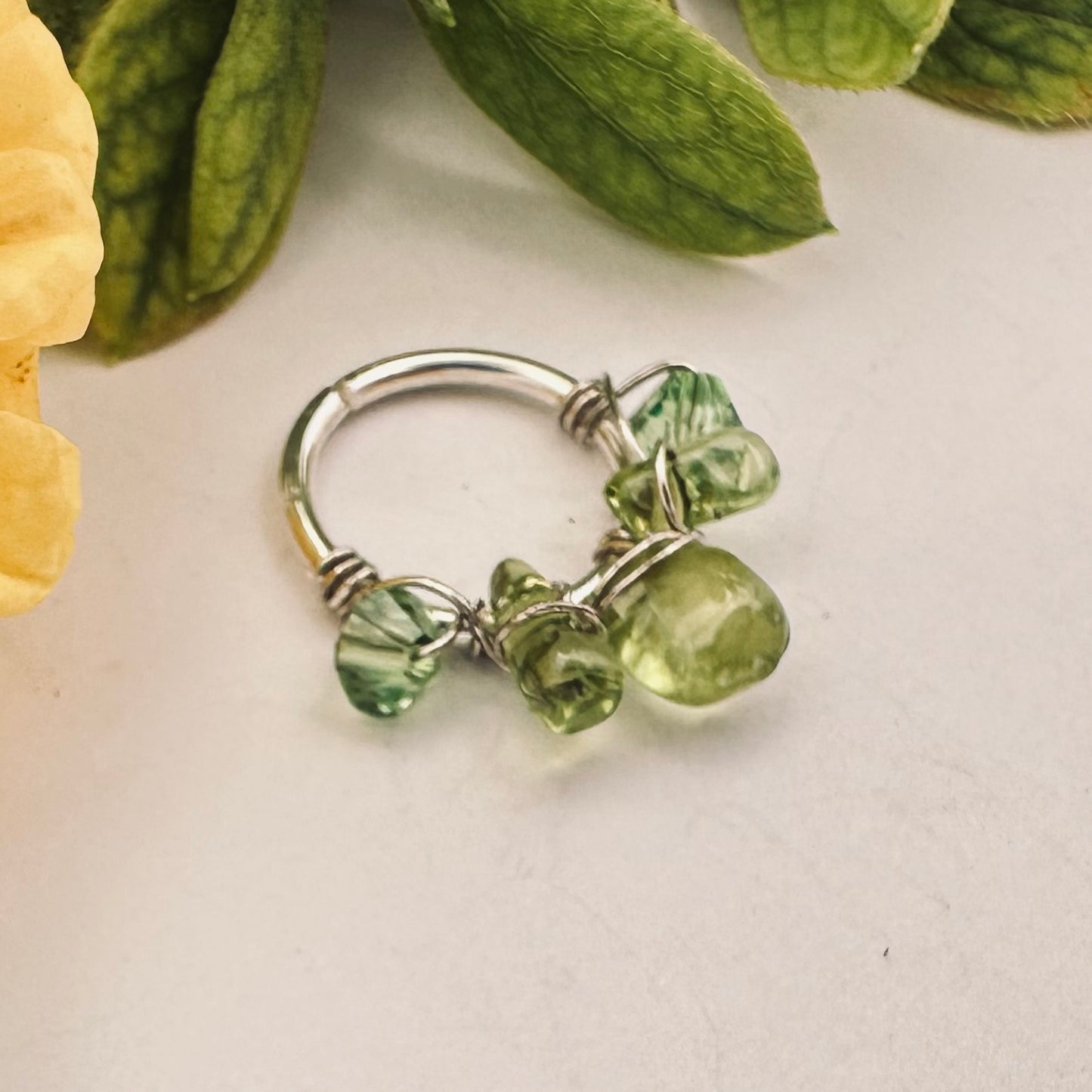 Healing Crystal Peridot Cartilage Hoop - 18ga 20ga