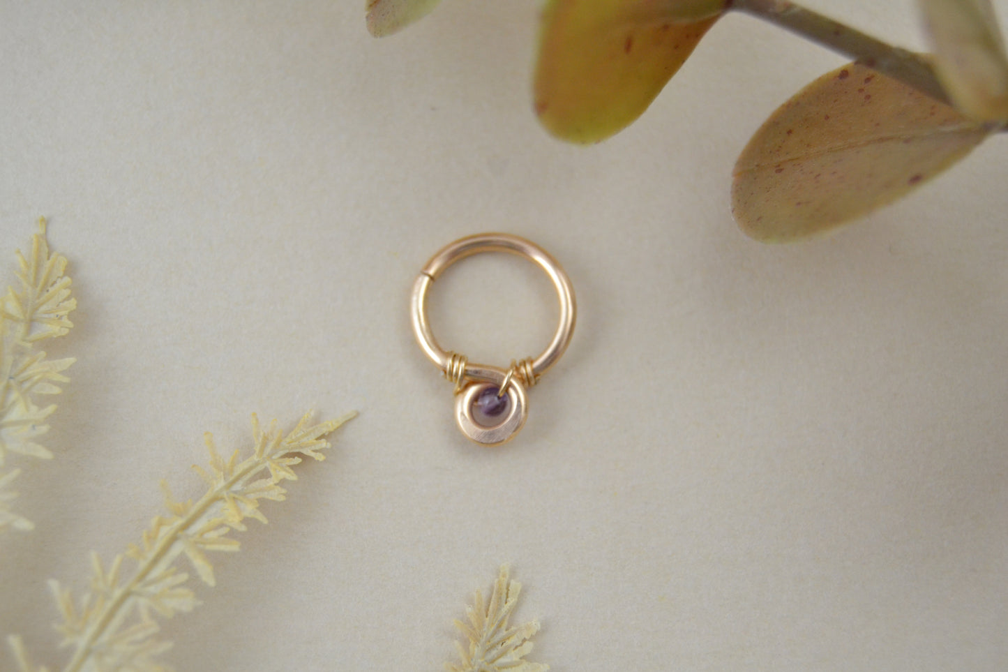Grecian Loop Gemstone Septum Ring - Yellow Gold Fill