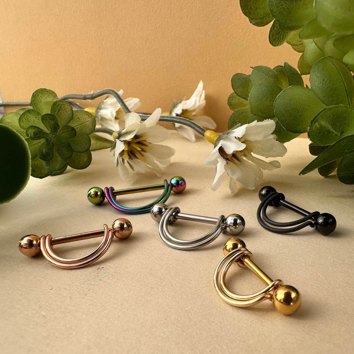 Double Banded Smooth Nipple Ring 316L Stainless Steel - 1pc