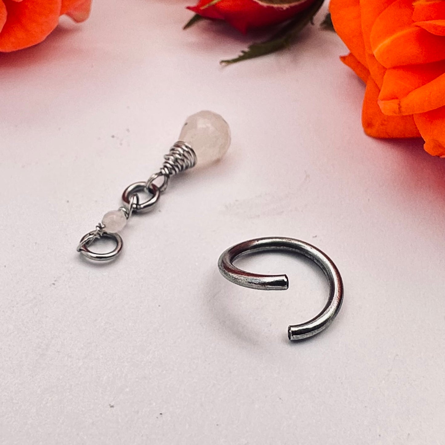Grecian Briolette Removable Long Dangle Cartilage Hoop - 316L Stainless Steel