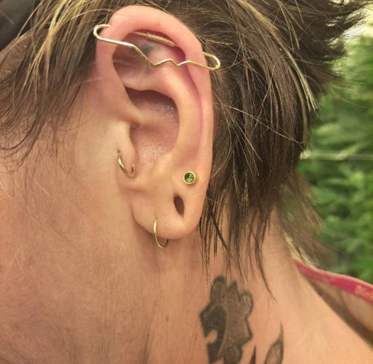 Mountain Textured Pierced Industrial Ear Bar - 16ga