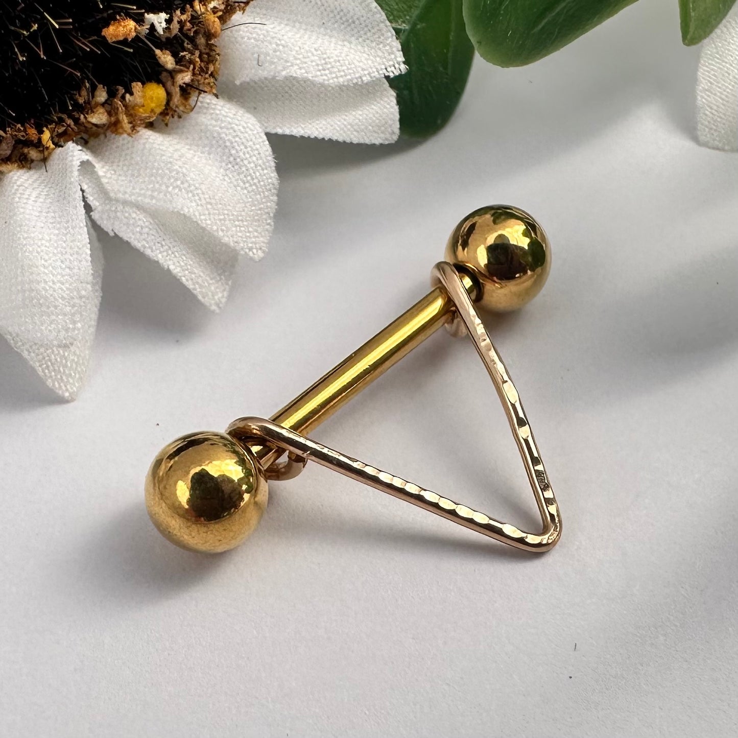 Simple V Textured Nipple Ring 316L Stainless Steel - 1pc
