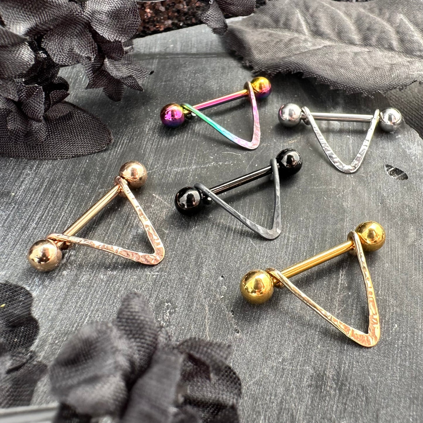 Chic V Textured Nipple Ring 316L Stainless Steel - 1pc