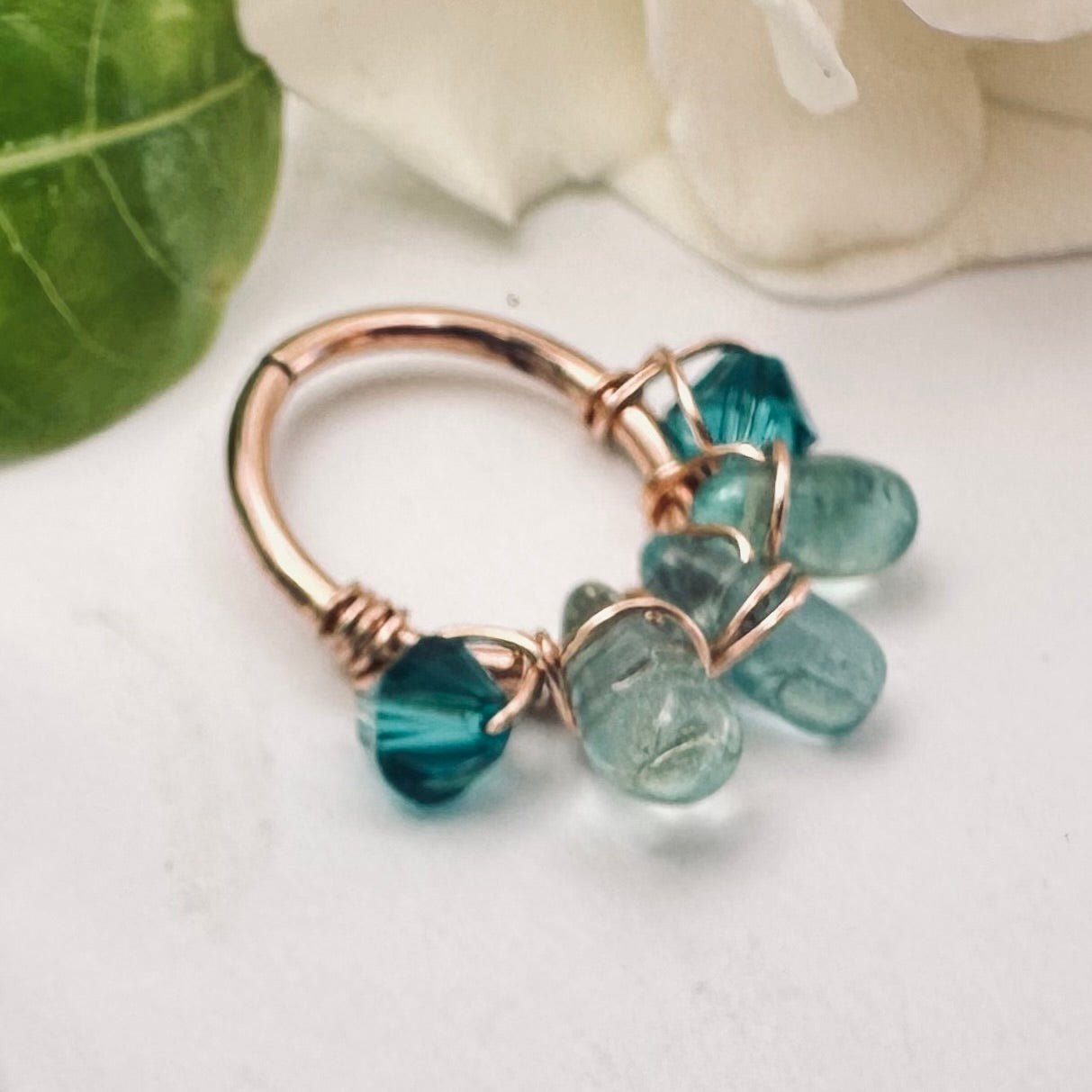 Healing Crystal Apatite Cartilage Hoop - 14ga 16ga
