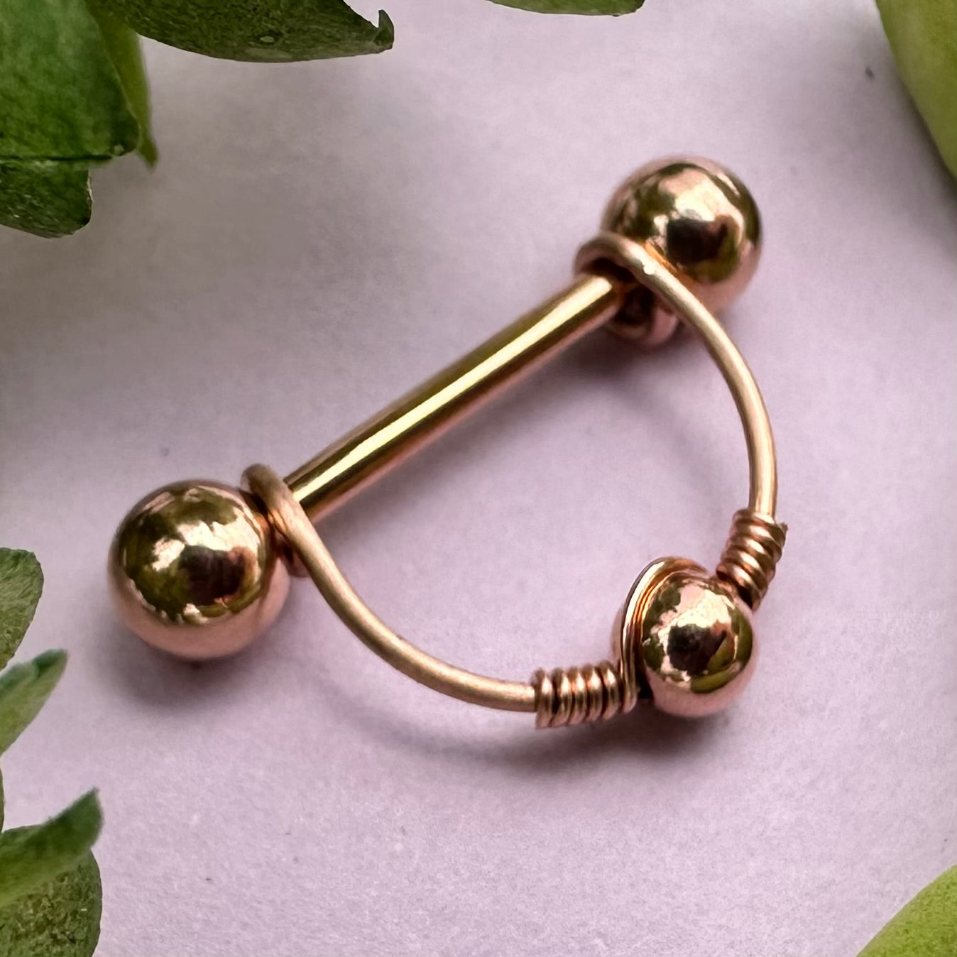 Beaded Nipple Ring Rose Gold 316L Stainless Steel - 1pc