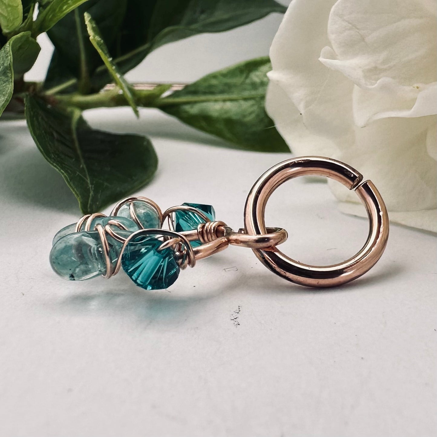Healing Crystal Apatite Dangle Cartilage Hoop - 14ga 16ga