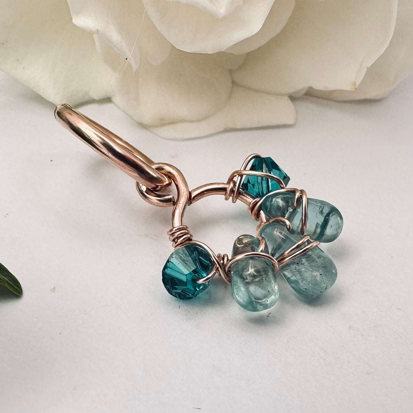 Healing Crystal Apatite Dangle Cartilage Hoop - 14ga 16ga