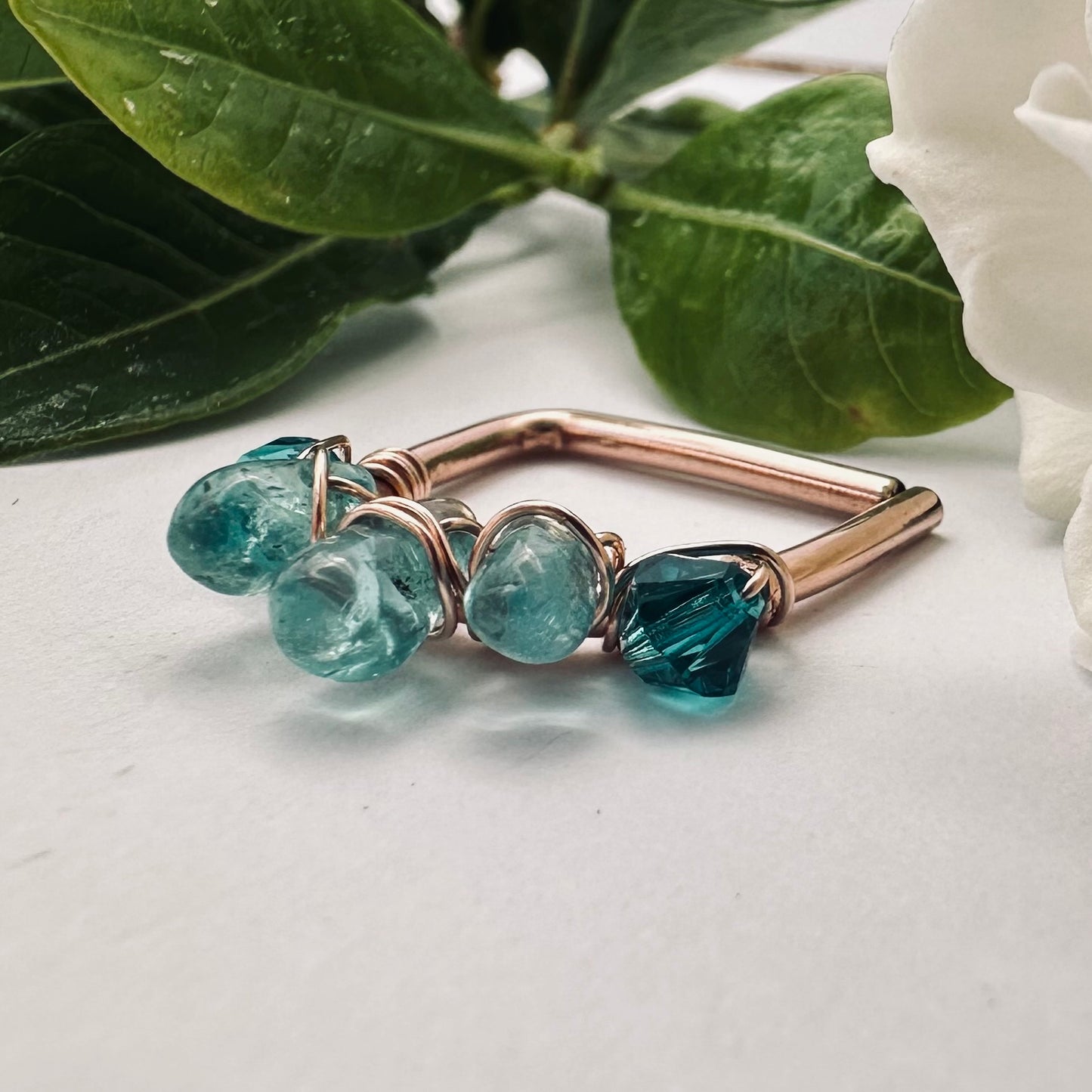 Healing Crystal Apatite Seamless Nipple Ring