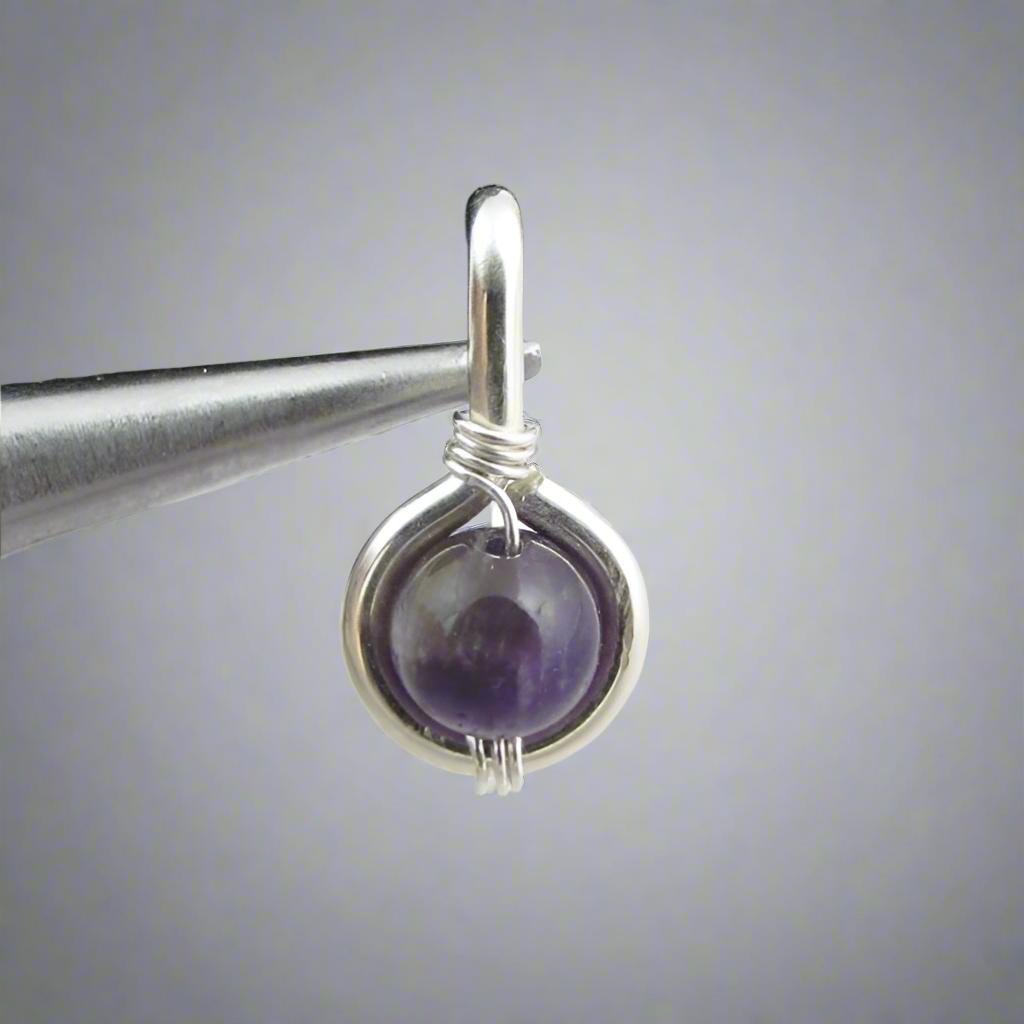 Gemstone Non Dangle Belly Ring - Solid 14k Gold 16ga