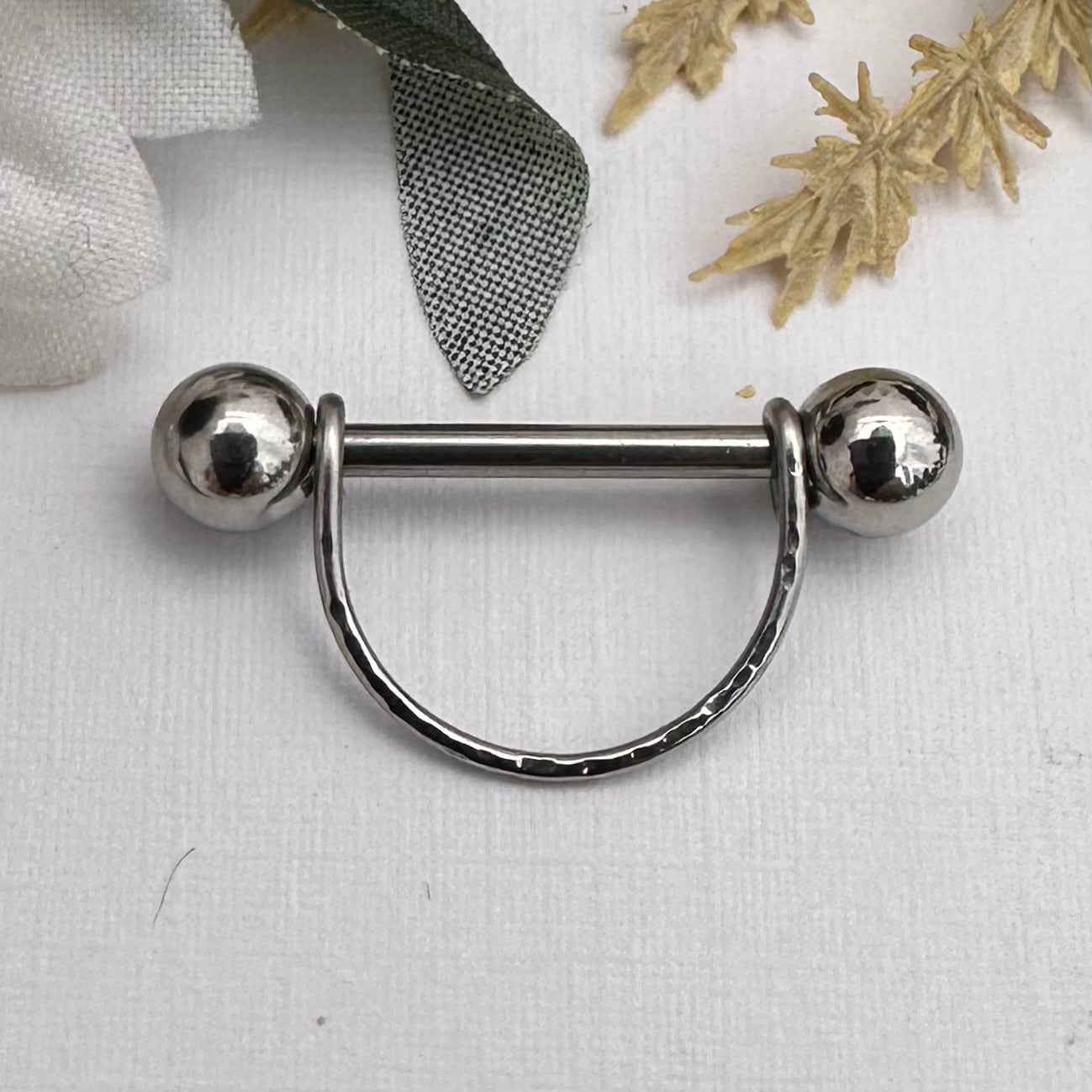 Simple Stirrup Textured Nipple Ring 316L Stainless Steel - 1pc
