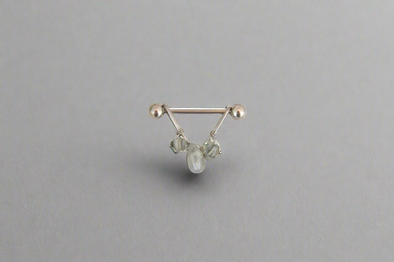 Healing Crystal V Titanium Nipple Ring - 1pc