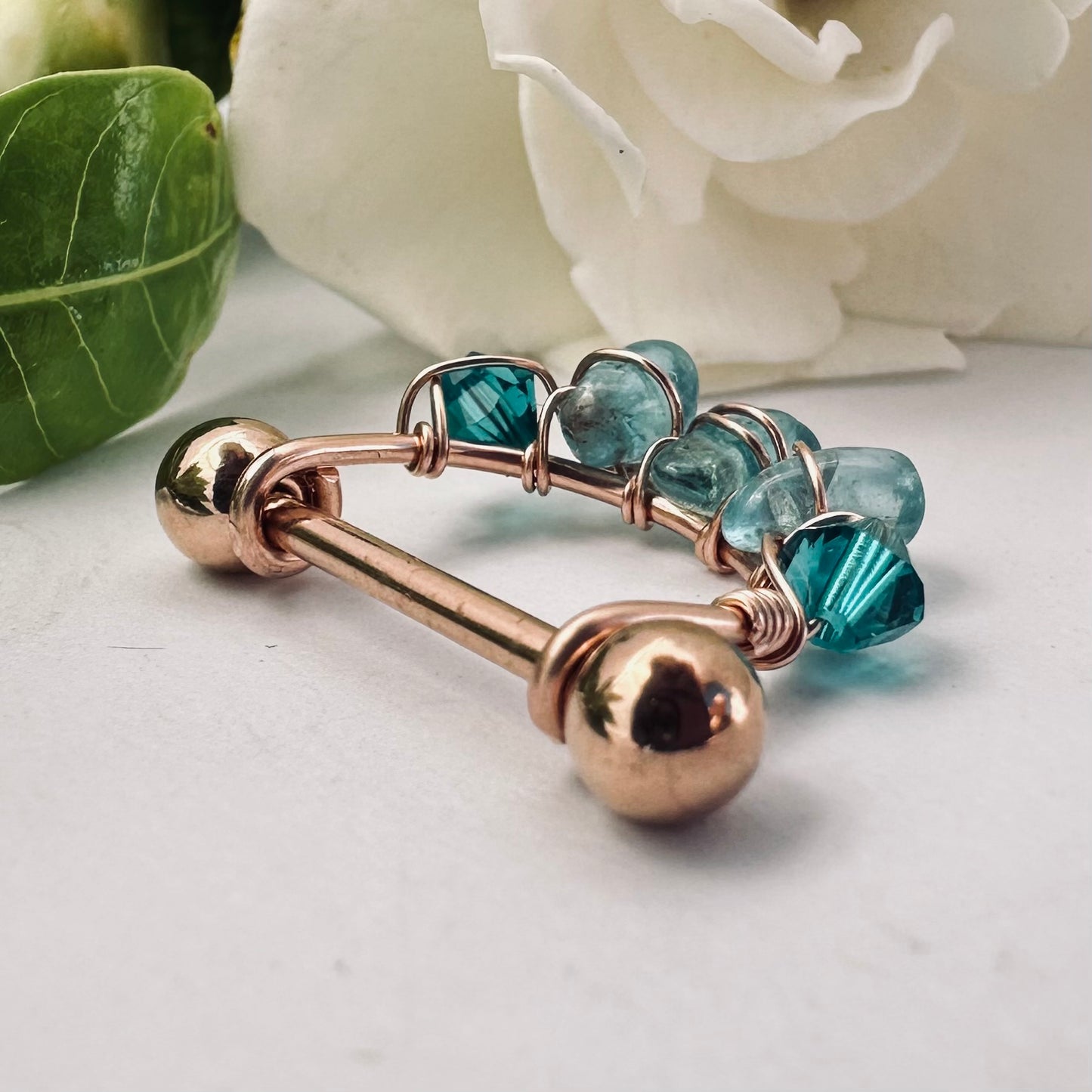 Healing Crystal Apatite Nipple Ring Barbell
