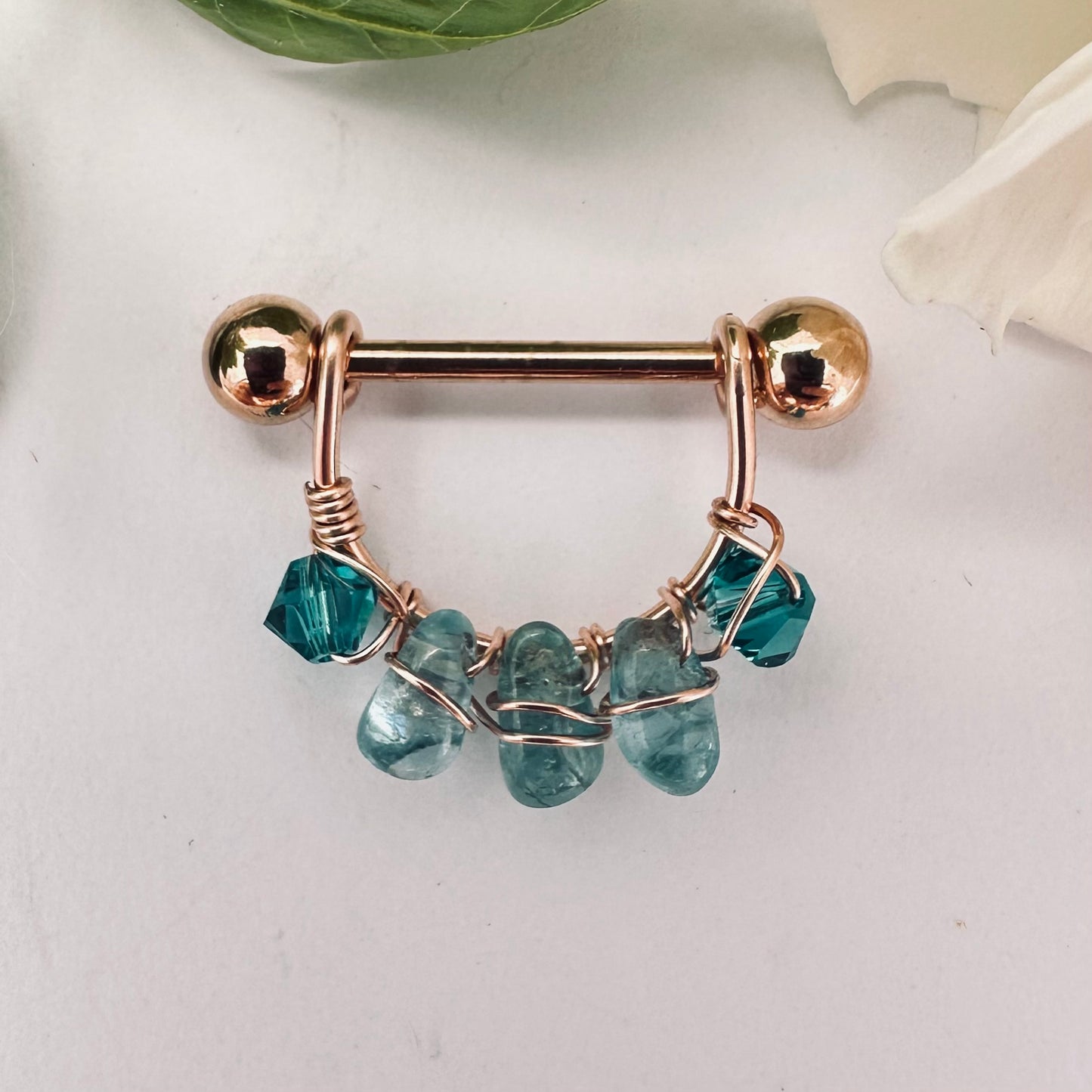 Healing Crystal Apatite Nipple Ring Barbell