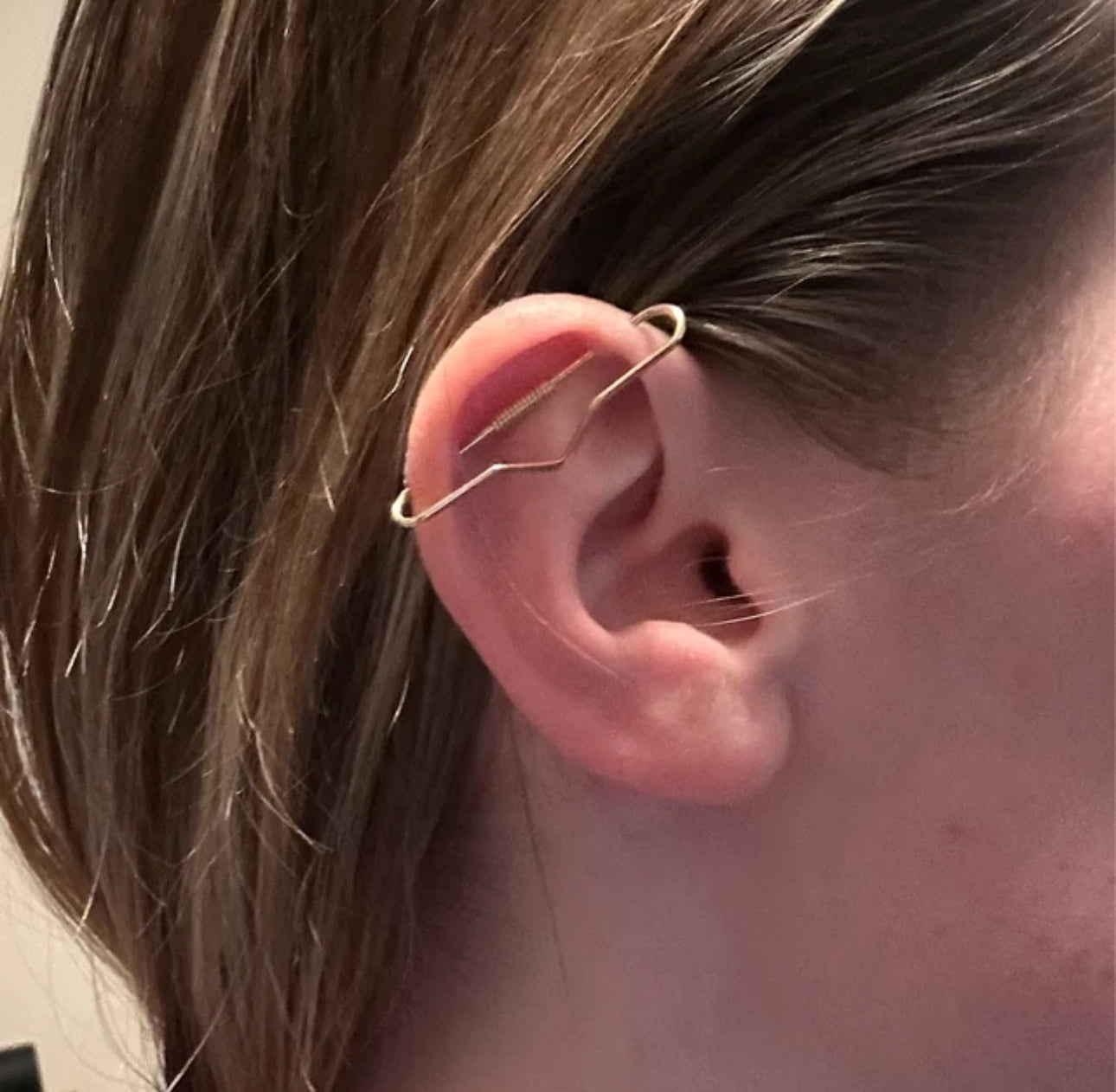 V Smooth Pierced Industrial Ear Bar - 18ga