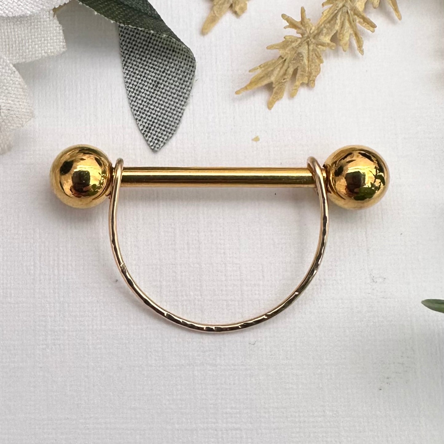 Simple Stirrup Textured Nipple Ring 316L Stainless Steel - 1pc