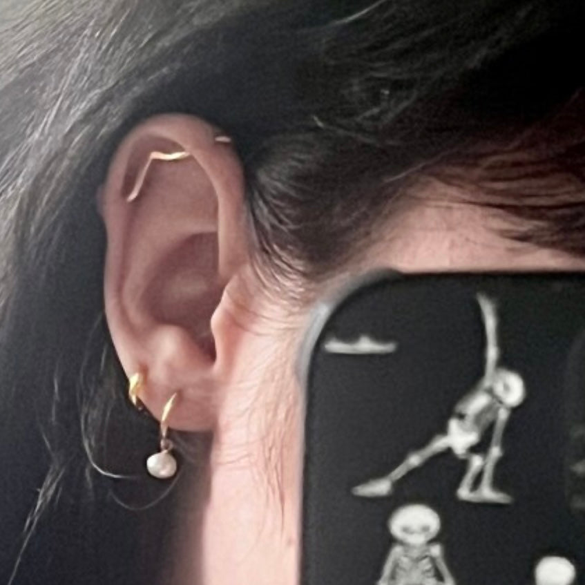 V Smooth Pierced Industrial Ear Bar - 14ga