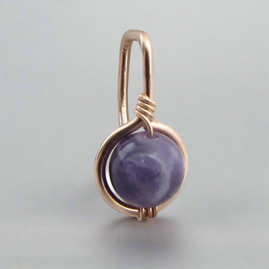 Gemstone Non Dangle Belly Ring - Rose Gold Fill 16ga