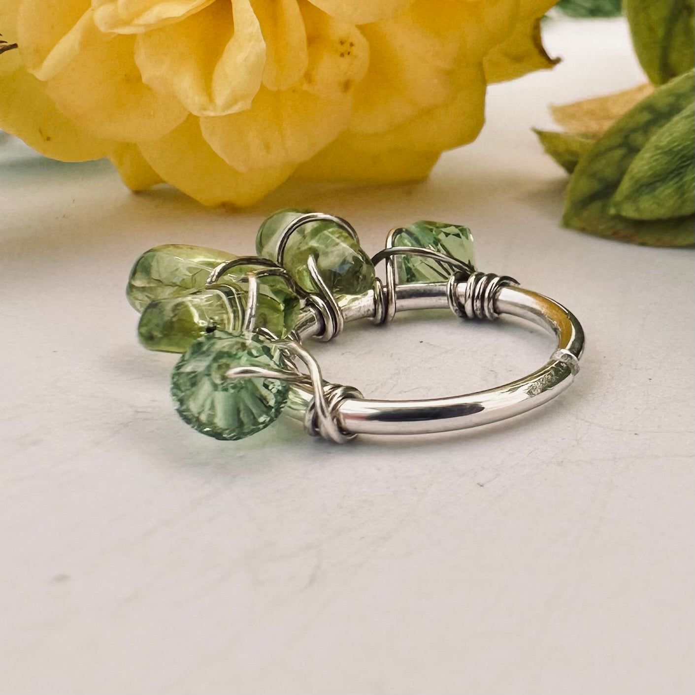 Healing Crystal Peridot Cartilage Hoop - 18ga 20ga