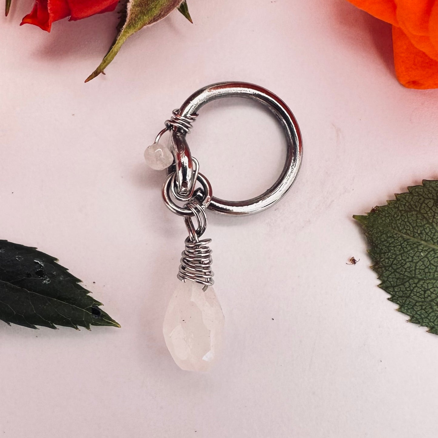 Grecian Moonstone Briolette Front Dangle Cartilage Hoop