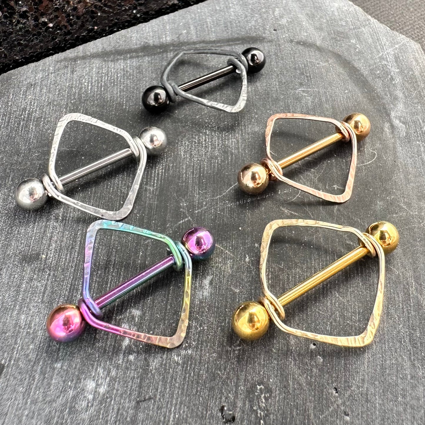 Chic Diamond Frame Textured Nipple Shield 316L Stainless Steel - 1pc