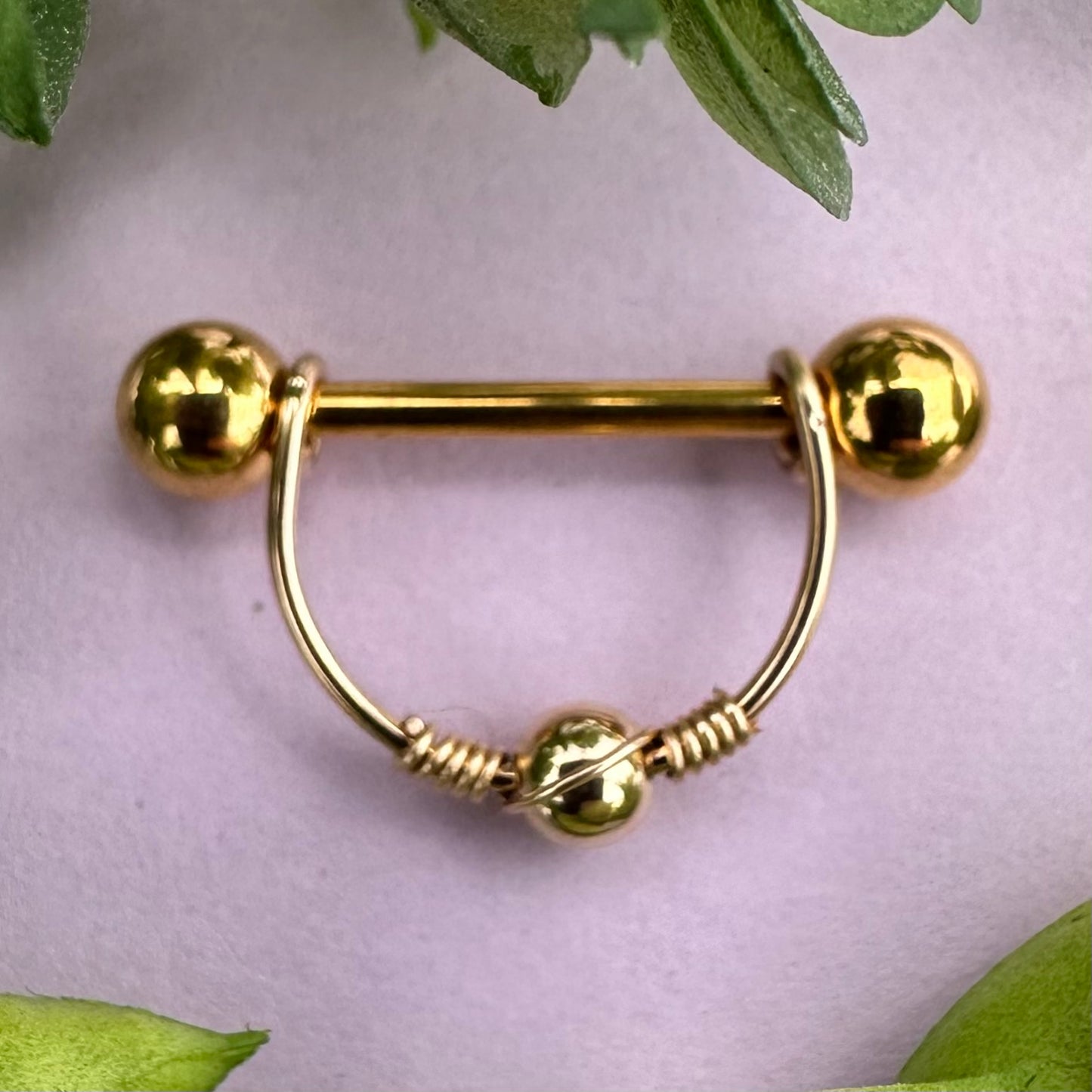 Beaded Nipple Ring Gold 316L Stainless Steel - 1pc