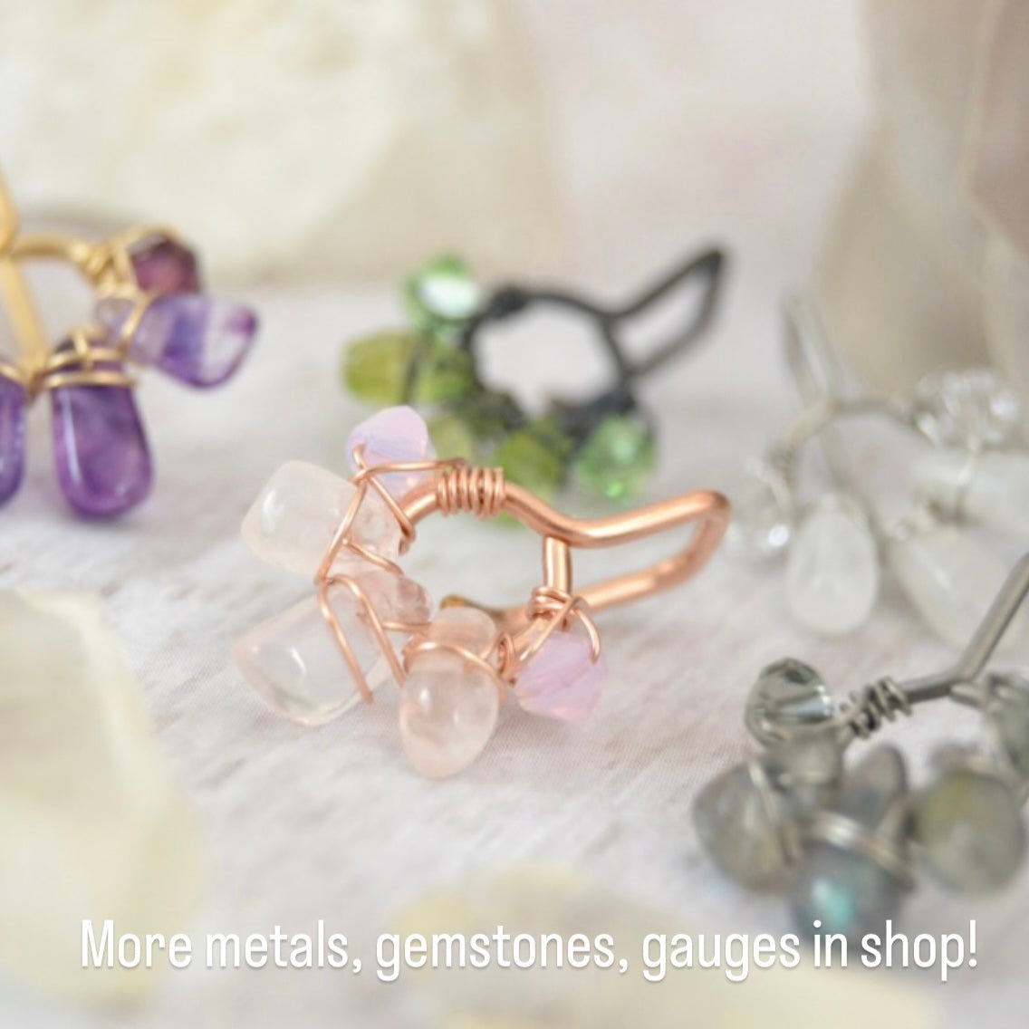 Healing Crystal Cluster Non Dangle Belly Ring - Niobium