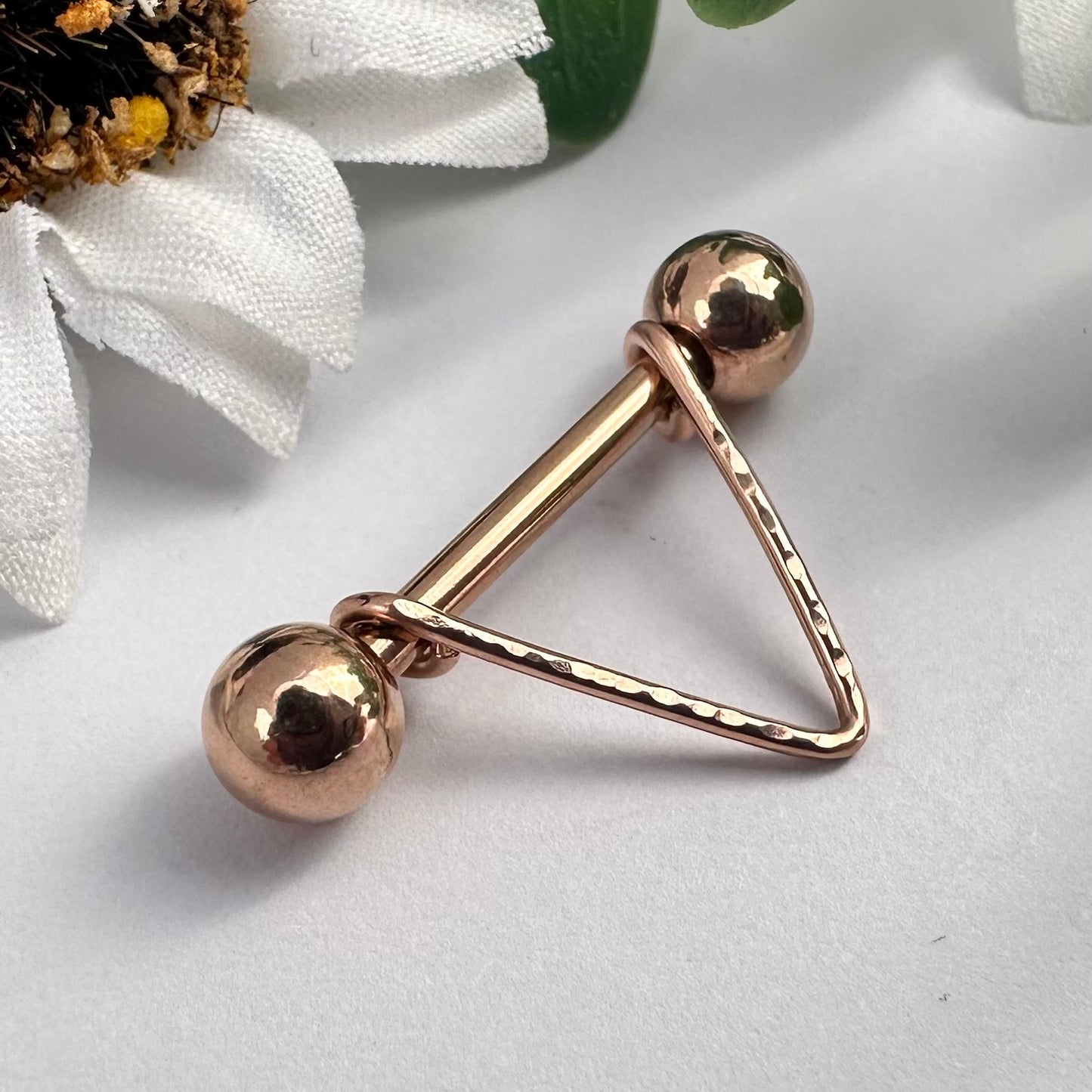 Simple V Textured Nipple Ring 316L Stainless Steel - 1pc