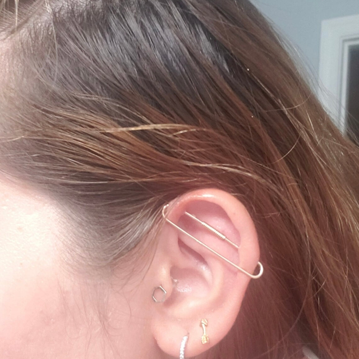 Simple Pierced Industrial Ear Bar - 16ga