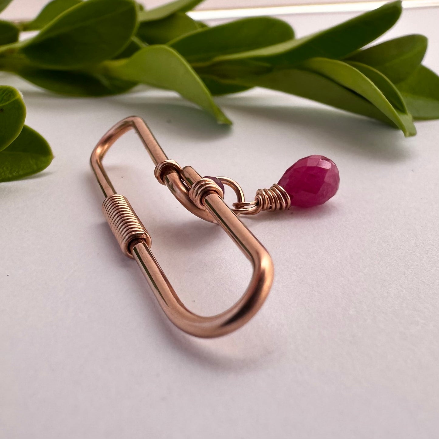 Grecian Ruby Gemstone Dangle Pierced Industrial Ear Bar