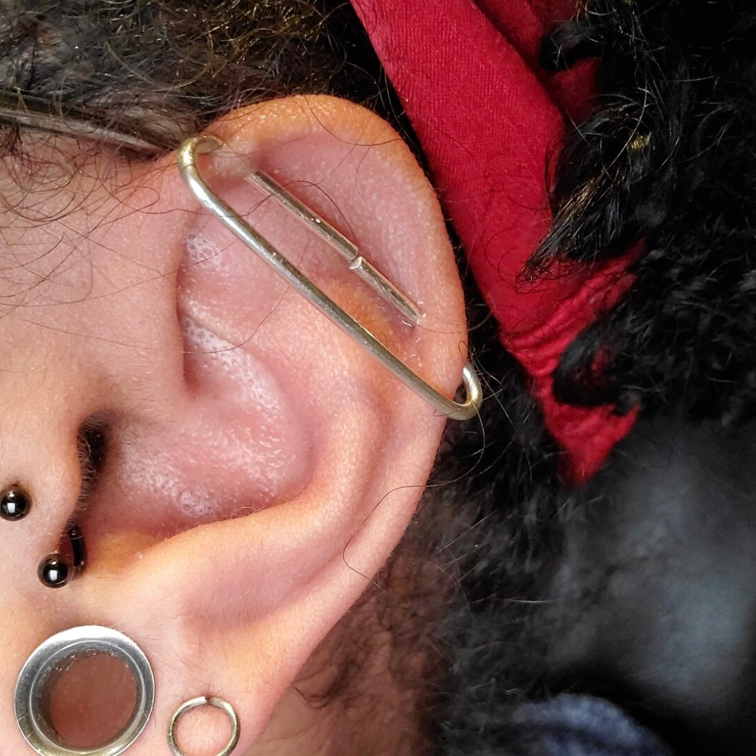 Simple Pierced Industrial Ear Bar - 14ga