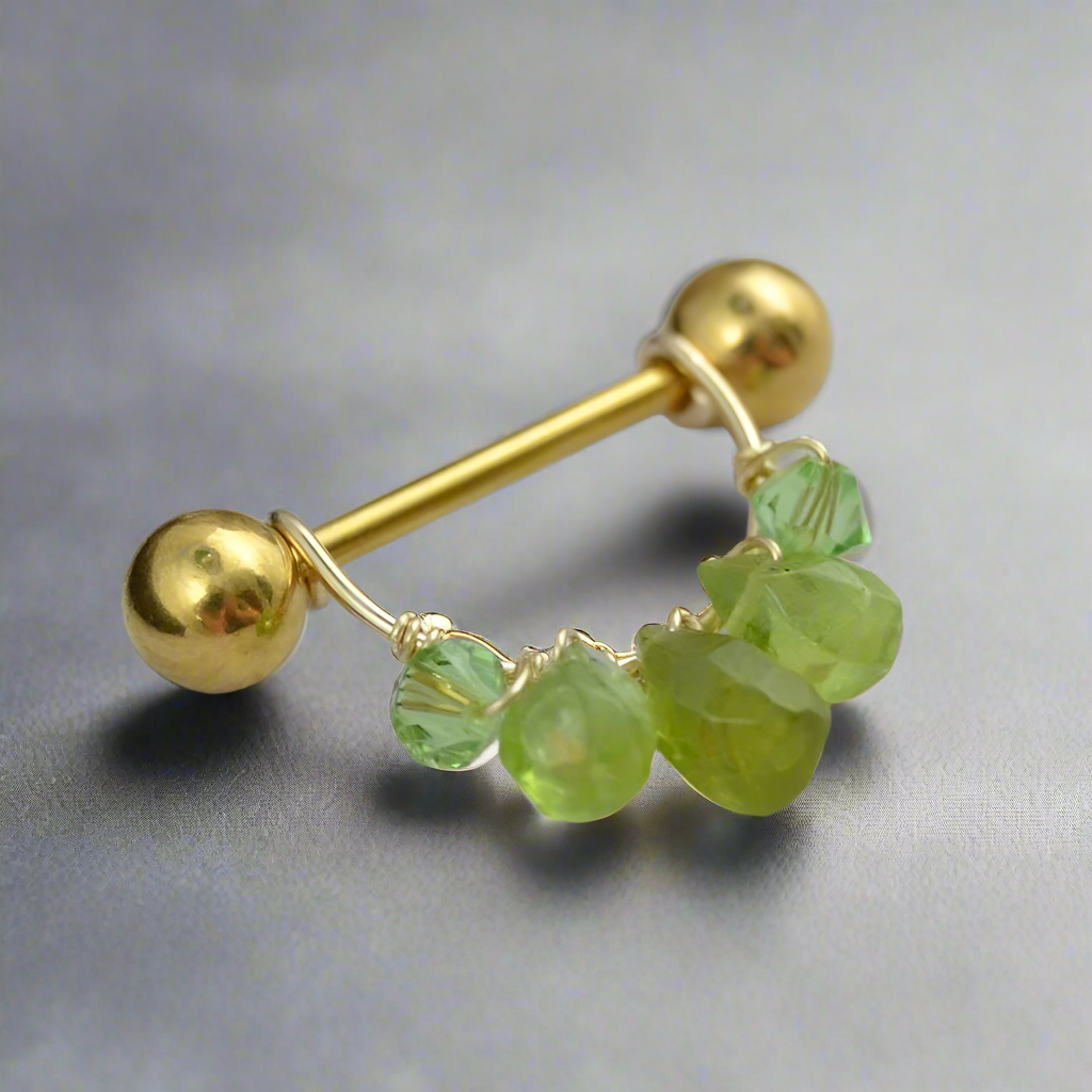 Gold Nipple Jewelry Emerald Nipple Piercing Healing Crystal
