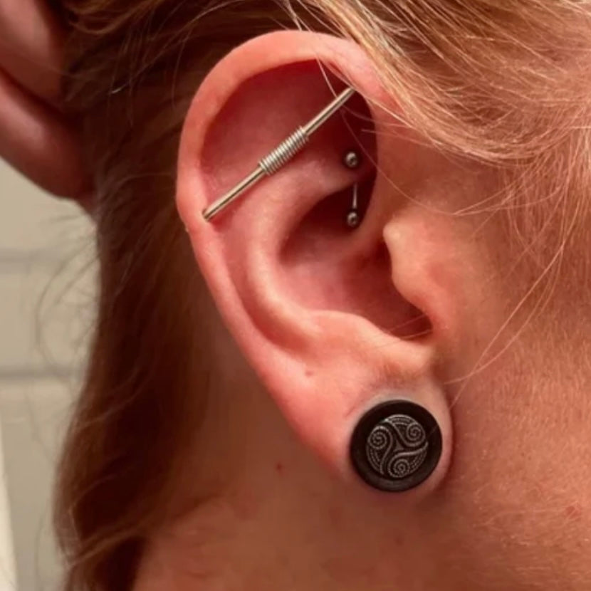 Simple Pierced Industrial Ear Bar - 14ga
