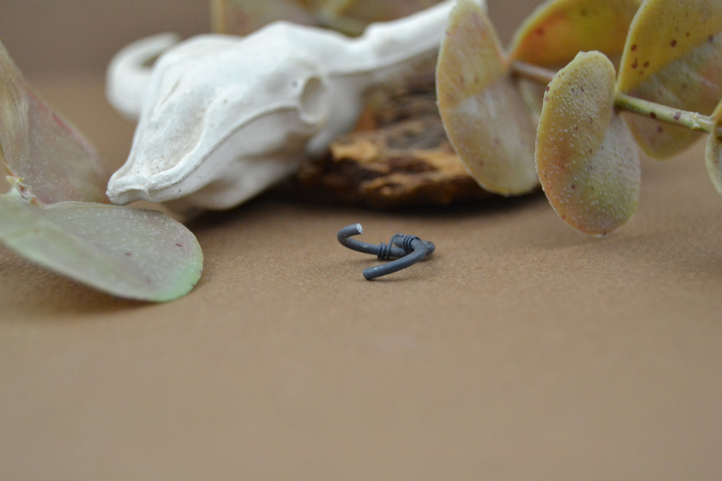Grecian Loop Gemstone Septum Ring - Black Niobium