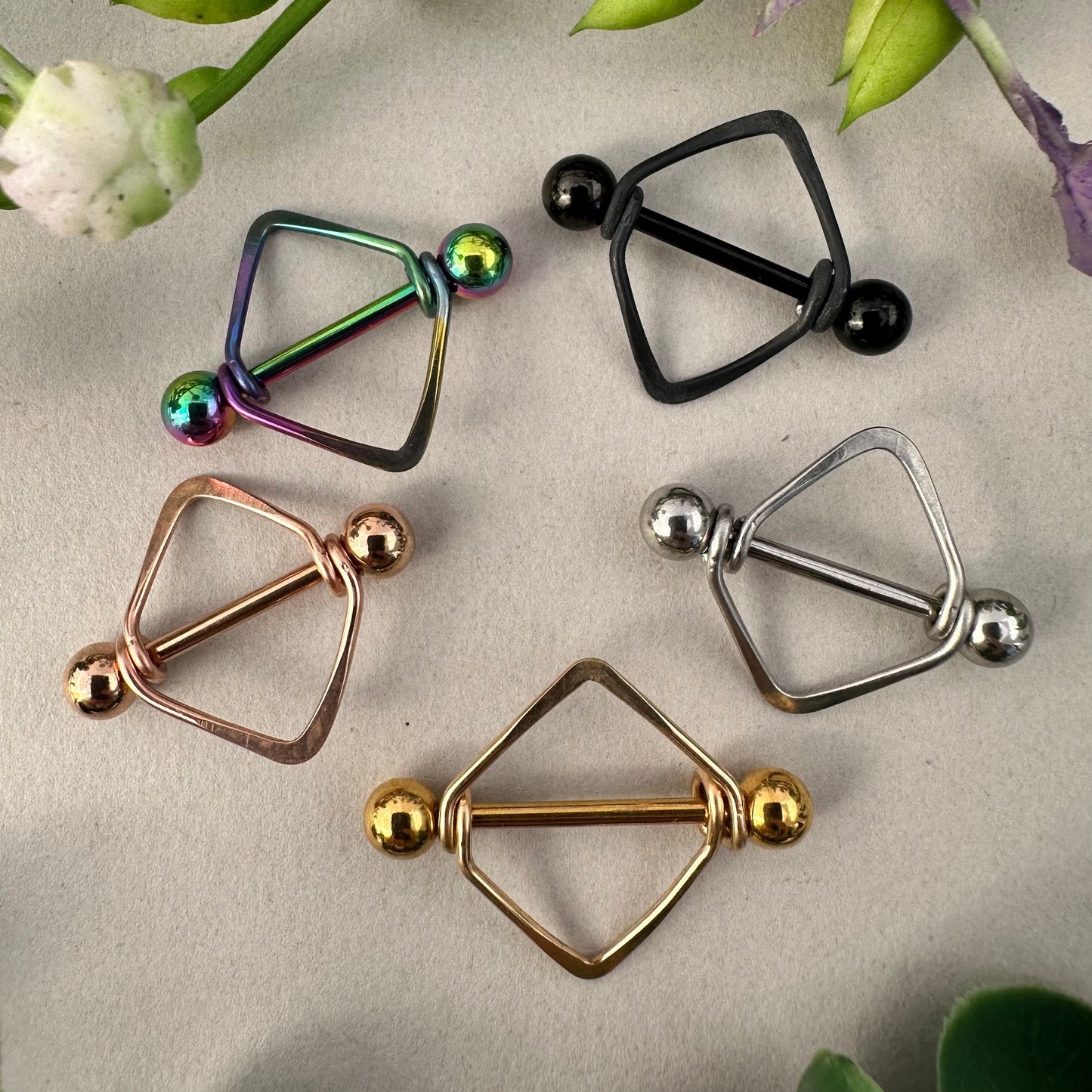 Chic Diamond Frame Smooth Nipple Shield 316L Stainless Steel - 1pc