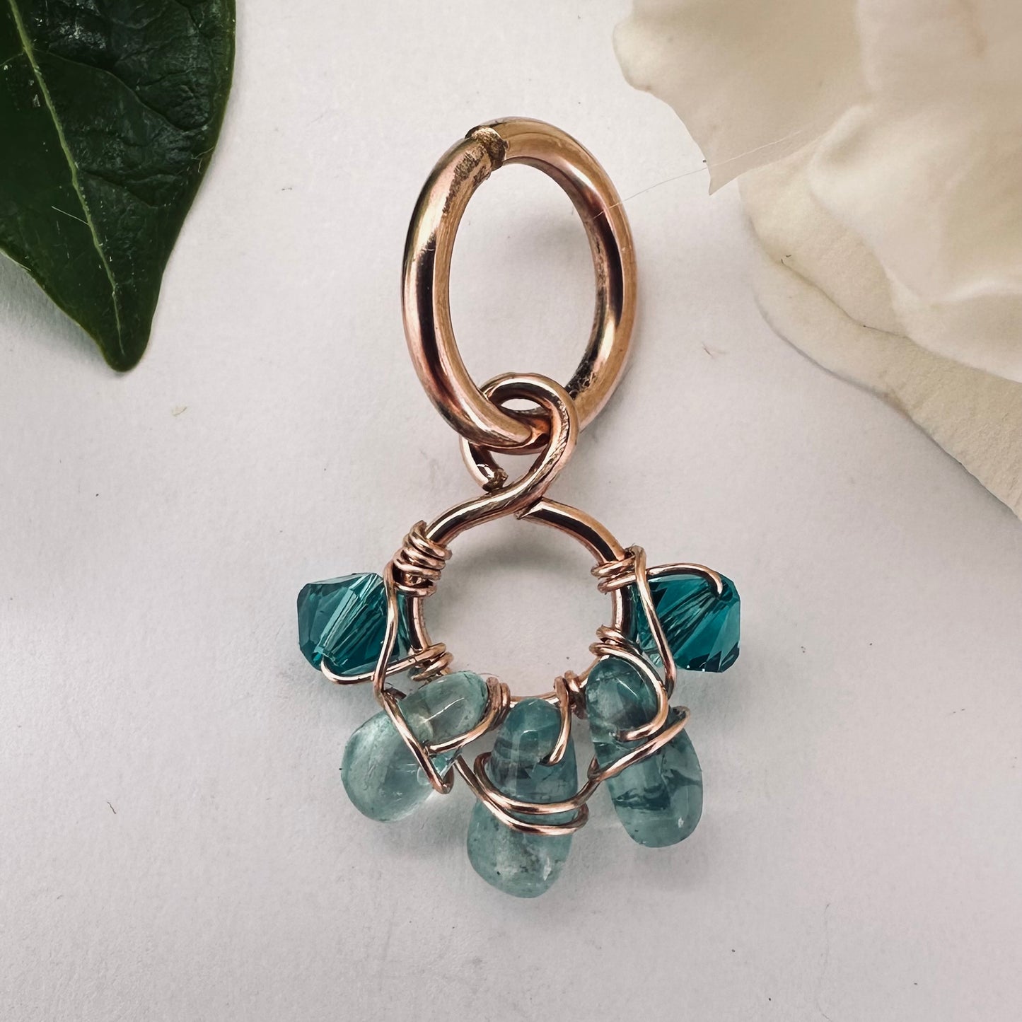 Healing Crystal Apatite Dangle Cartilage Hoop - 14ga 16ga