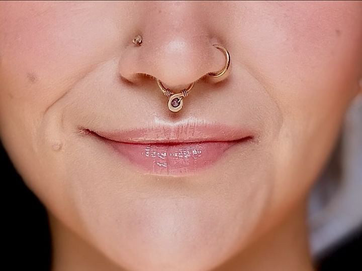 Grecian Loop Gemstone Septum Ring - Yellow Gold Fill