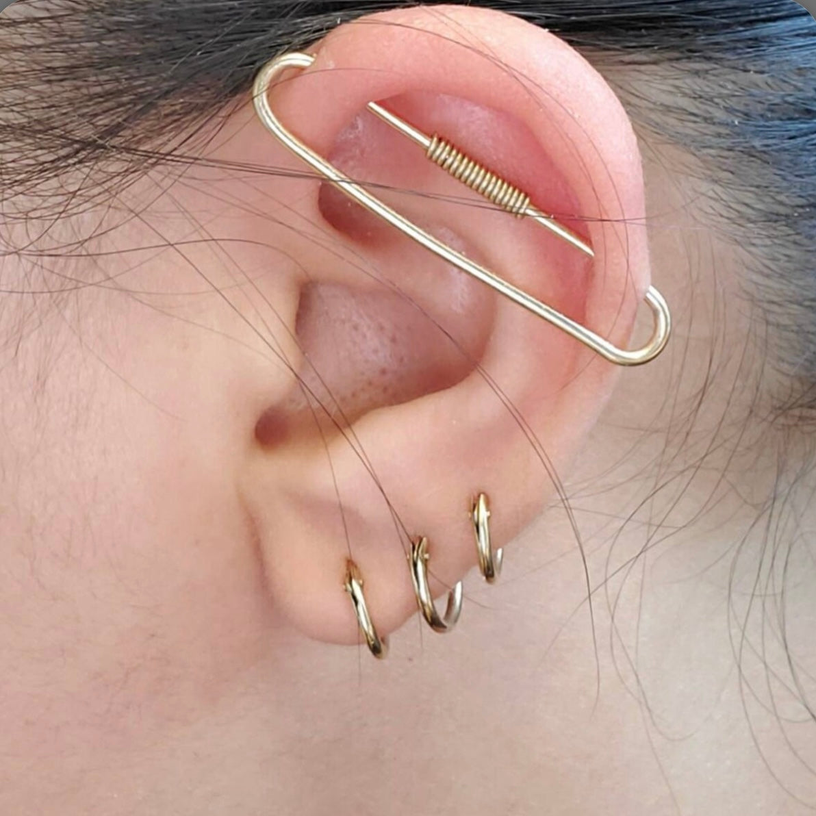 Simple Pierced Industrial Ear Bar - 16ga
