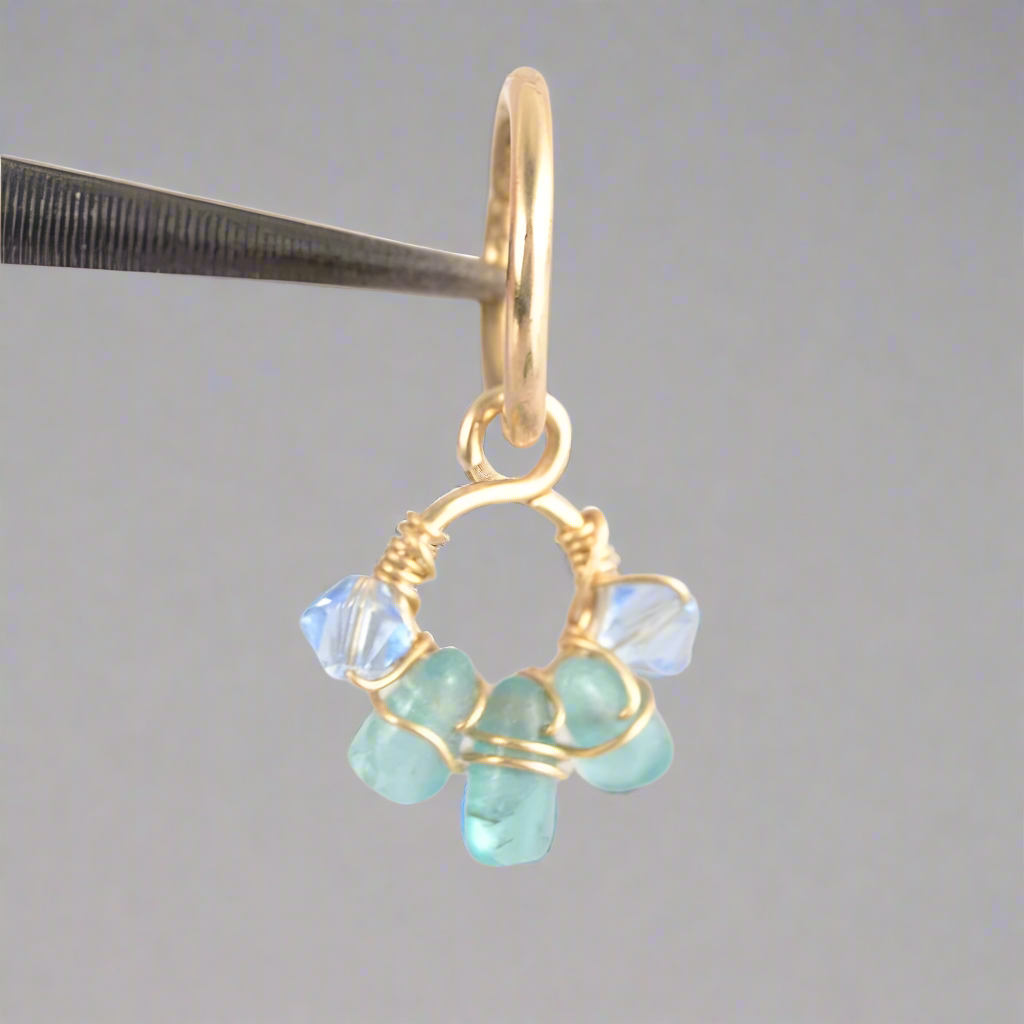 Healing Crystal Dangle Cluster Yellow Gold Fill Belly Ring