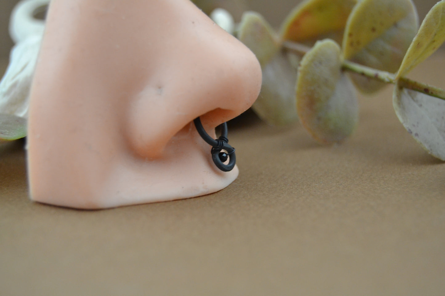 Grecian Loop Gemstone Septum Ring - Black Niobium