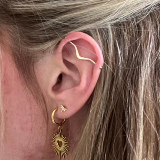 V Smooth Pierced Industrial Ear Bar - 14ga