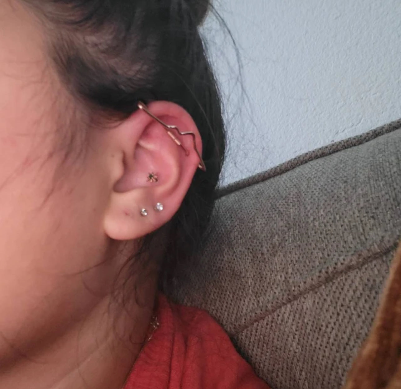 Mountain Textured Pierced Industrial Ear Bar - 18ga