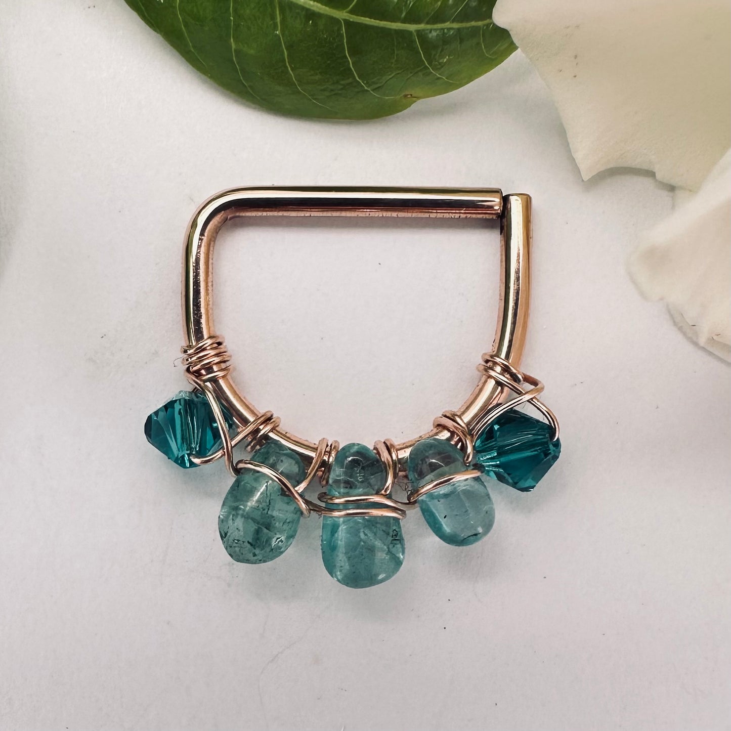 Healing Crystal Apatite Seamless Nipple Ring