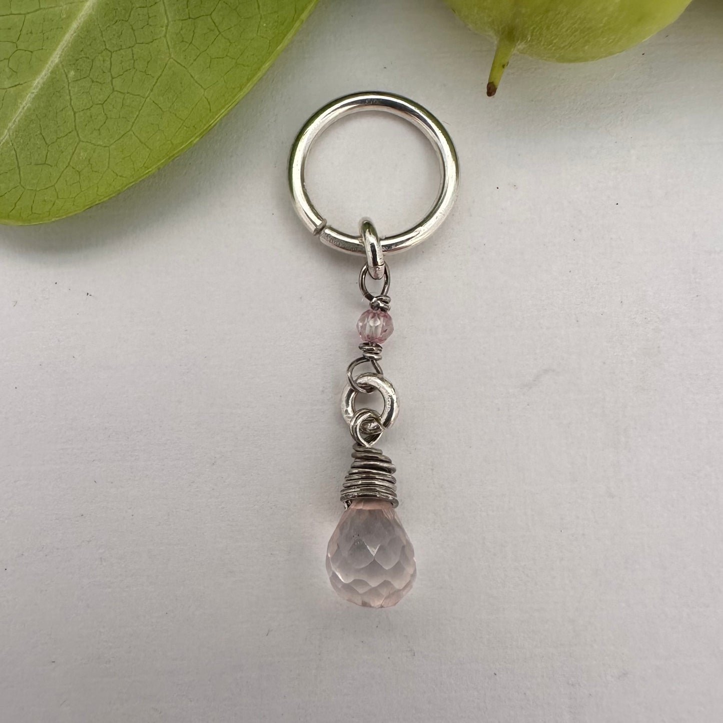 Grecian Briolette Removable Long Dangle Cartilage Hoop - 20ga 18ga Sterling Silver