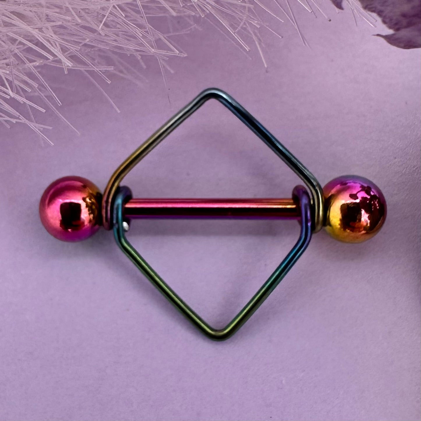 Simple Diamond Frame Nipple Shield 316L Stainless Steel - 1pc