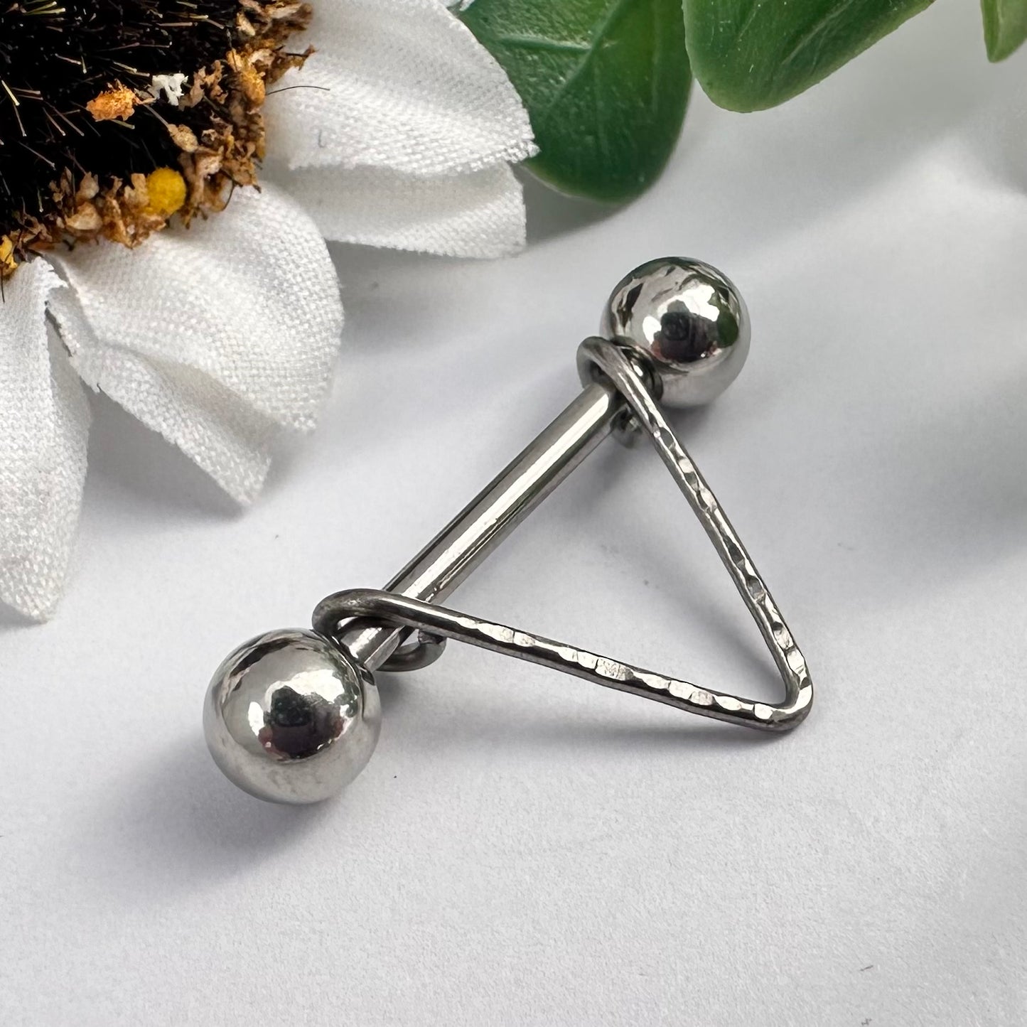Simple V Textured Nipple Ring 316L Stainless Steel - 1pc