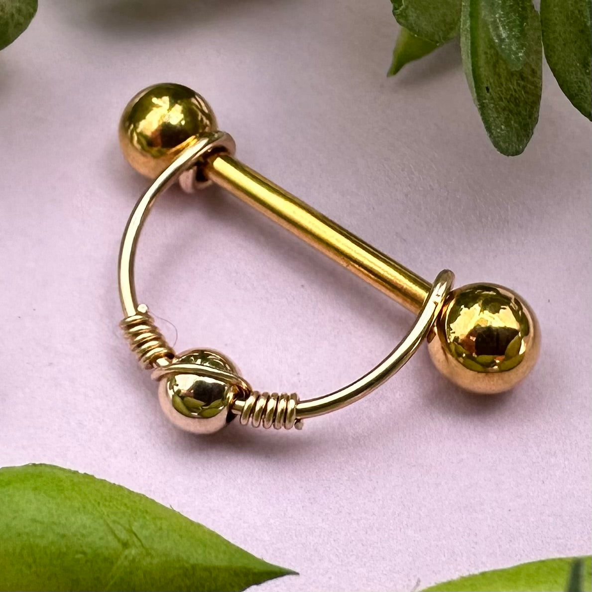 Beaded Nipple Ring Gold 316L Stainless Steel - 1pc