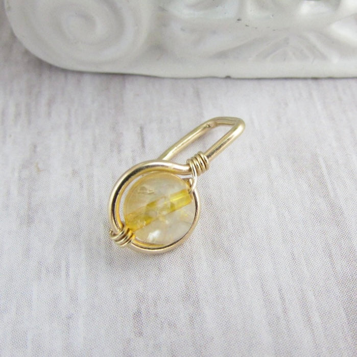 Gemstone Non Dangle Belly Ring - Yellow Gold Fill 18ga